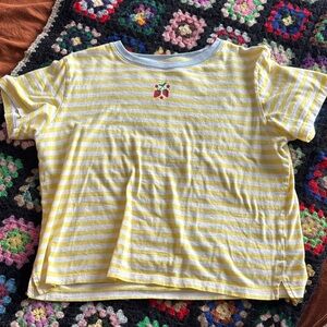 Yellow Striped Shirt with strawberry accent